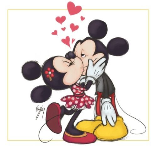 imagenes de mickey mouse y mimi besandose