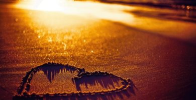 Sunset, Sand, Love, Hearts